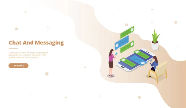 Chat Und Messaging Kampagne Für Web Website Template Seite Landung — Stockvektor