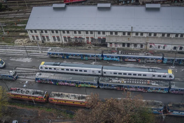 城市看法从上面 首都克罗地亚的城市风景 萨格勒布 — 图库照片