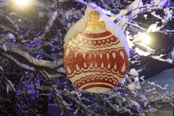 Winter Time City Covered Snow Decorations — Stock Photo, Image