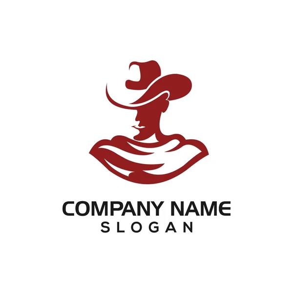 Modèle Icône Logo Cowboy — Image vectorielle
