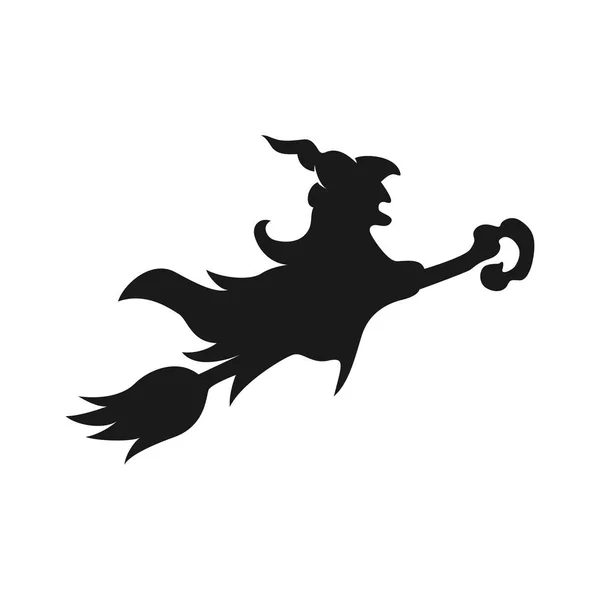 Silhouette Magicien Noir Pour Attribut Halloween — Image vectorielle