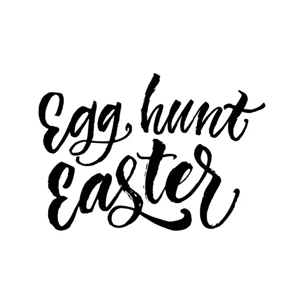 Egg Hunt Cartão Páscoa Com Bonito Desenhado Mão Olá Páscoa — Vetor de Stock