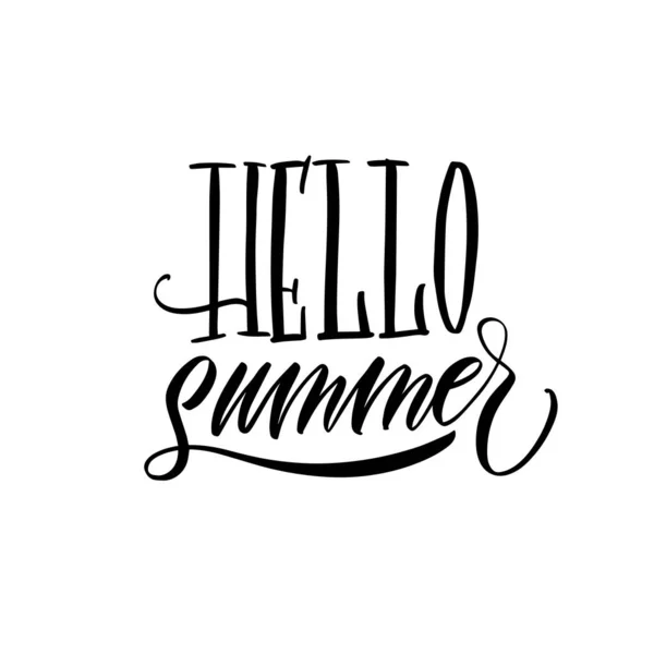 Hello Summer Beautiful Greeting Card Congratulations Lettering Calligraphy — Stock Vector