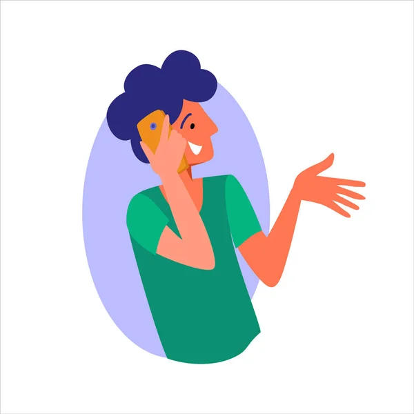 Tinerii vorbesc la telefon sau smartphone. Oamenii fericiţi vorbesc la telefon. Colecție de personaje feminine și masculine. Flat Cartoon Vector Illustration . — Vector de stoc