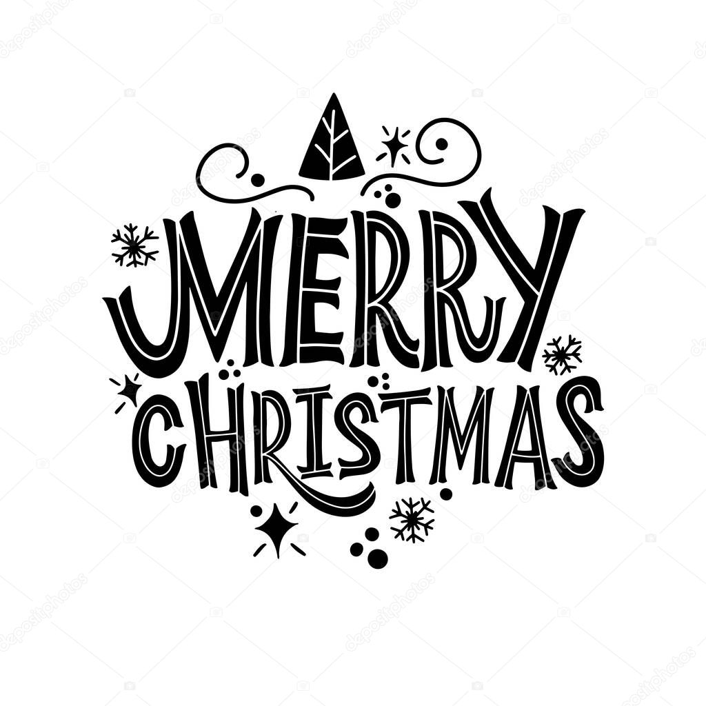 Merry Christmas. Great lettering for greeting cards, stickers, banners, prints and home interior decor. Xmas card. Happy new year 2021.