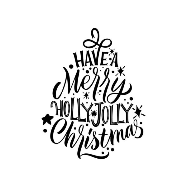 Să ai un Crăciun fericit Holly Jolly. Mare litere pentru felicitări, autocolante, bannere, imprimeuri și decoruri interioare acasă. Felicitări de Crăciun. Crăciun fericit și Anul Nou fericit 2021 . — Vector de stoc