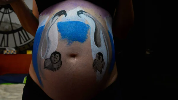 Belly Painting Pregnant Woman — Stock Photo, Image