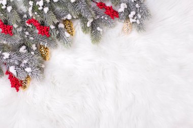 köknar ağaç dalları ve Noel süsleri şenlikli kış tatil kompozisyonu