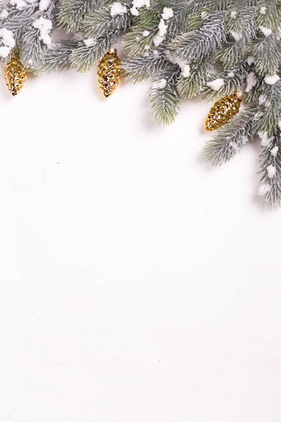 Festivos Vacaciones Invierno Composición Con Ramas Abeto Decoraciones Navidad —  Fotos de Stock