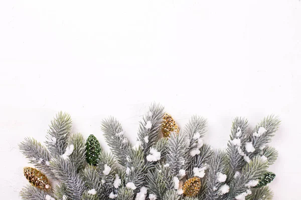 Uroczysty Zima Święta Skład Gałęzie Drzewa Jodły Dekoracje Świąteczne — Zdjęcie stockowe