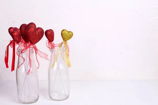 Erster Valentinstag Hintergrund Mit Dekorativen Herzen — Stockfoto