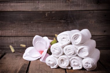 Spa backbround. Spa için havlular.