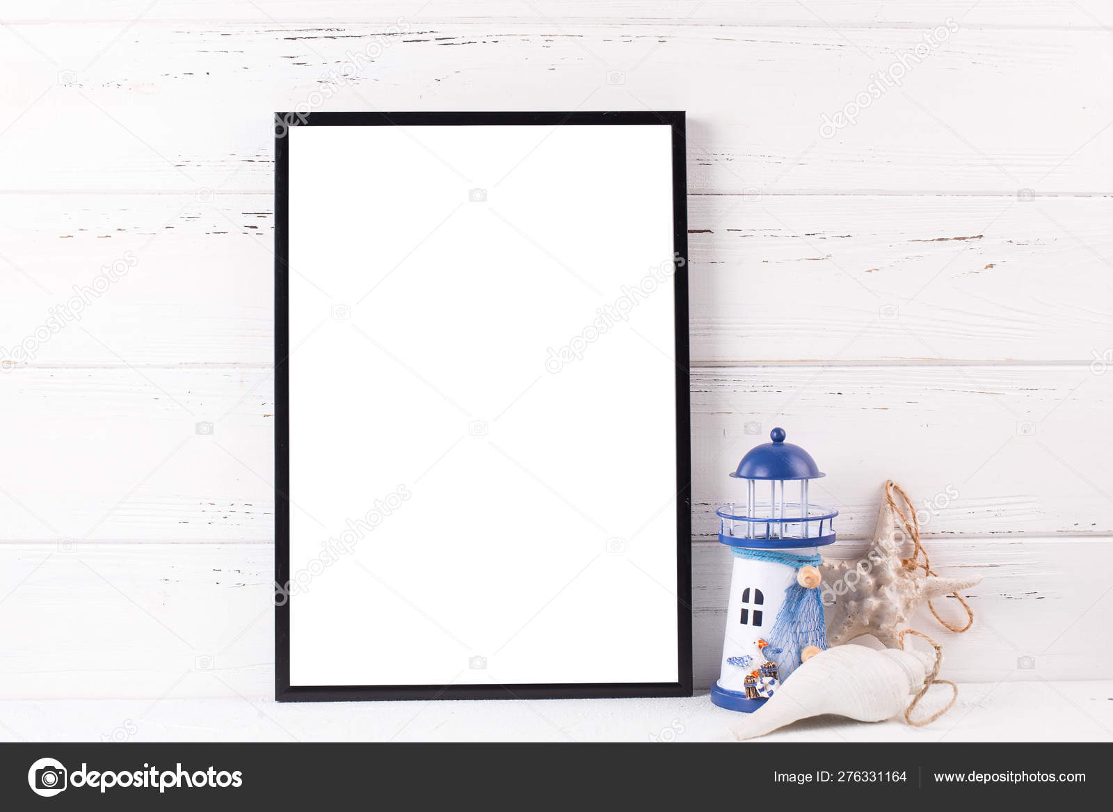 Download Black Frame Mockup With Copy Space And Nautical Decorations Stock Photo C Daffodil 276331164 PSD Mockup Templates