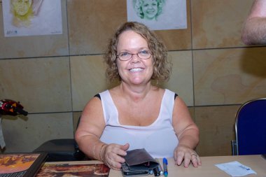 Nurnberg, Almanya - 22nd Eylül 2018: Katie Purvis (* 1967, aktris - anne Ewok Star Wars: Jedi dönüşü) Noris kuvvet Con 5'te fan kongre Hayır için üç gün yıldız savaşları