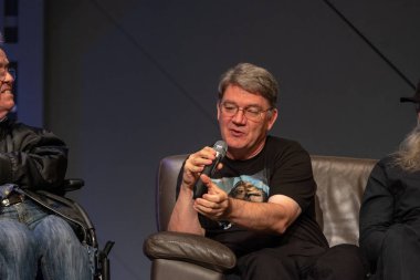 Nurnberg, Almanya - 22nd Eylül 2018: Noris kuvvet Con 5, sadaka için üç gün star wars fan kuralı, Dave Barclay (kuklacı - Jabba kulübe)