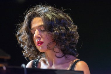 Frankfurt Am Main, Almanya - 9 Ekim 2018: Khatia Buniatishvili (Gürcü piyanist) 70 Frankfurt Kitap Fuarı'nın açılış töreninde / Buchmesse Frankfurt 2018
