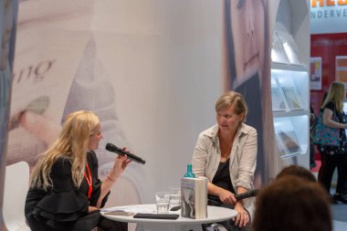 FRANKFURT AM MAIN, Germany - October 11 2018: Jenny Erpenbeck at 70th Frankfurt Book Fair / Buchmesse Frankfurt