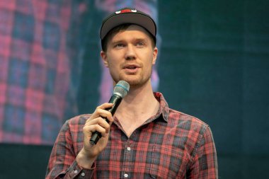 Stuttgart, Almanya - 30th Haziran 2018: Comic Con Almanya Stuttgart, bir iki gün fan kongre, Joonas Suotamo (Chewbacca, yıldız savaşları)