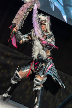 Stuttgart, Almanya - 30th Haziran 2018: Cosplay yarışmasında Comic Con Almanya Stuttgart, bir iki gün fan kongre