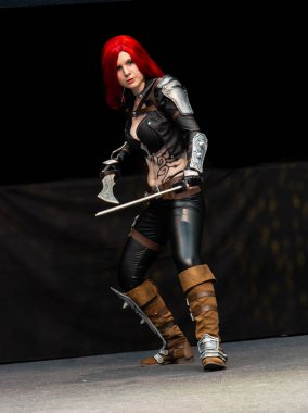 STUTTGART, GERMANY - JUN 30th 2018: Cosplay Contest - Katarina from LOL by Alteronia - at Comic Con Germany Stuttgart