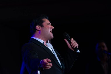 Bad Nauheim, Almanya - 19 Ağustos 2018: 17 Avrupa Elvis Festivali dört gün fan kongre Grahame Patrick (şarkıcı, Elvis Das müzikal)