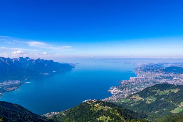 Blick Auf Den Genfer See Lac Leman Vom Rochers Naye — Stockfoto
