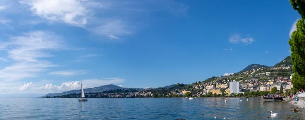 Panoramablick Auf Die Küste Von Clarens Und Montreux Lac Leman — Stockfoto