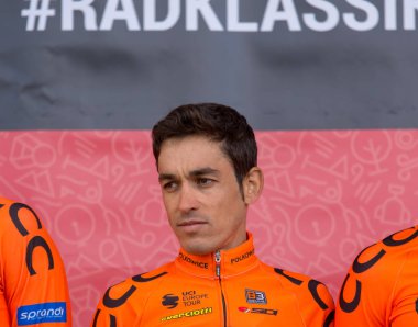 Eschborn, Almanya - 1 Mayıs 2018: Eschborn-Frankfurt bisiklet yarışı, Amaron Antunes (Ccc Sprandi Polkowice)