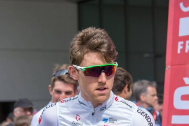 Eschborn, Almanya - 1 Mayıs 2018: Eschborn-Frankfurt bisiklet yarışı, Sindre Skjostad Lunke (takım Fortuneo Samsic)