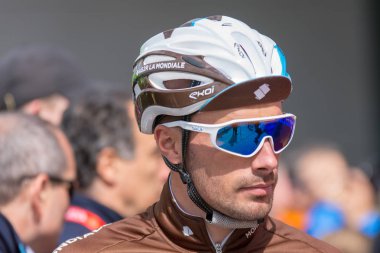 Eschborn, Almanya - 1 Mayıs 2018: Rudy Barbier (Ag2r La Mondiale), Frankfurt Eschborn bisiklet yarışı