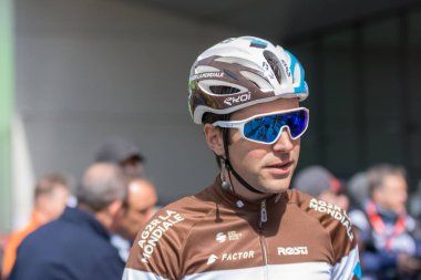 Eschborn, Almanya - 1 Mayıs 2018: Eschborn-Frankfurt bisiklet yarışı, Tony Gallopin (Ag2r La Mondiale)