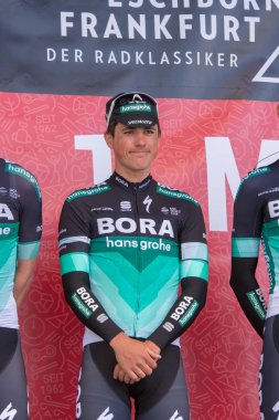 ESCHBORN, GERMANY - MAY 1st 2018: Peter Kennaugh (Bora-Hansgrohe) at Eschborn-Frankfurt cycling race clipart