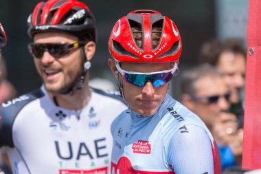 Eschborn, Almanya - 1 Mayıs 2018: Nils Politt (takım Katusha Alpecin) Frankfurt Eschborn bisiklet yarışı