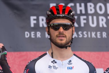 Eschborn, Almanya - 1 Mayıs 2018: Eschborn-Frankfurt bisiklet yarışı, Oliviero Troia (BAE ekibi Emirlikleri)