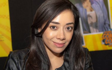 Frankfurt, Almanya - 6th Mayıs 2018: Aimee Garcia (* 1978, Amerikalı aktris - Lucifer, Dexter, bitirim, Robocop, George Lopez, Vegas) Alman Comic Con Frankfurt adlı iki günde fan kongre