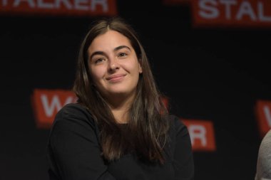 MANNHEIM, GERMANY - MAR 17th 2018: Alanna Masterson (*1988, actress, Tara in The Walking Dead) at Walker Stalker Germany, a two day convention for fans of The Walking Dead clipart