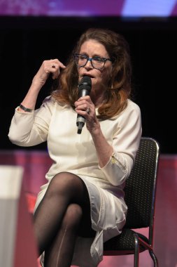 Bonn, Almanya. 20 Ekim 2017. Margot şakacı (* 1948), Kanadalı aktris, Con'da korku, Maritim Hotel Bonn 20-22nd Ekim 2017 arasında yer alan bir korku fan kongre bir panel sırasında onun deneyimleri hakkında konuşmak.
