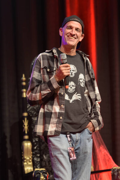 Bonn, Germany. 20th Oct 2017. Michael Mundy, Zombie in The Walking Dead, talking about his experiences during a panel at Fear Con, a horror fan convention taking place in the Maritim Hotel Bonn between October 20-22nd, 2017.