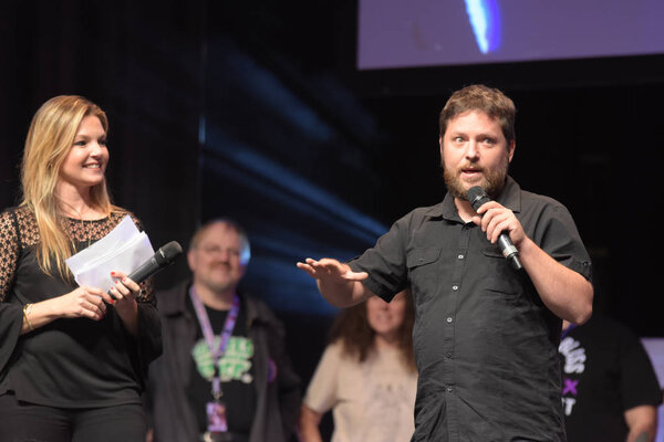 Bonn, Germany. 20th Oct 2017. Alex Vincent (* 1981), US actor - The Curse of Chucky - entering the stage at the opening ceremony of FearCon, a horror fan convention taking place in the Maritim Hotel Bonn between October 20-22nd, 2017.