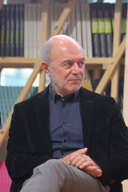 Frankfurt, Almanya. 11 Ekim, 2017.Pierre Assouline, Fransız yazar ve Frankfurt Bookfair Prix Goncourt panelde de gazeteci / Buchmesse Frankfurt 2017