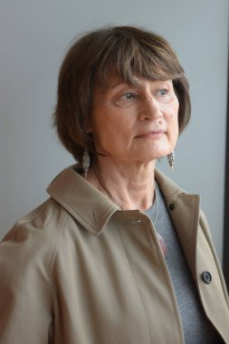 Frankfurt, Almanya. 11 Ekim, 2017. Catherine Millet, Fransız yazar, sanat eleştirmeni, küratör, kurucusu ve editörü Frankfurt Bookfair adlı dergi sanat basın / Buchmesse Frankfurt 2017