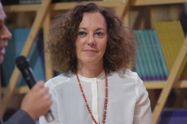 Frankfurt, Almanya. 11 Ekim, 2017. Gila Lustiger (* 1963), Fransız yazar, Incipit! Frankfurt Bookfair panelde / Buchmesse Frankfurt 2017