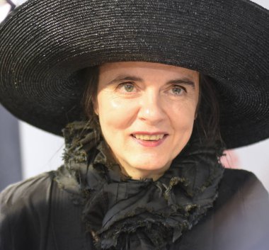 Frankfurt, Almanya. 11 Ekim, 2017.Amelie Nothomb, Belçikalı yazar, okuma ve kitap imza Hugendubel Frankfurt / Main, Almanya