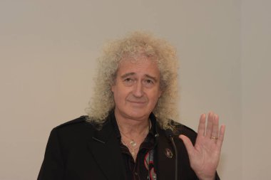 Frankfurt, Almanya. 12 Ekim 2017. Brian May, Kraliçe quitarist, 'Queen 3D' Almanca sürümünü sunar, bir 3d stereoskopik görüntü Kraliçe nin featuring grup tarihi Frankfurt Bookfair adlı kitap / Buchmesse Frankfurt