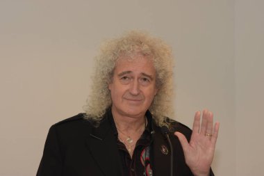 Frankfurt, Germany. 12th Oct. 2017. Brian May, Queen quitarist, presents the german edition of 'Queen in 3D', a 3D book featuring stereoscopic images of the queen band history at Frankfurt Bookfair / Buchmesse Frankfurt clipart