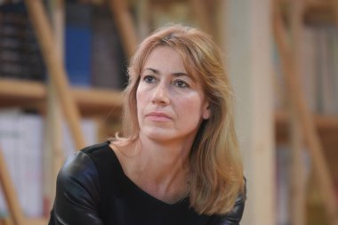 Frankfurt, Almanya. 13 Ekim, 2017. Arif Aubry (* 1971), Fransız yazar ve filozof, Avrupa laboratuarındaki santralı, Konuk, onur 2017, Frankfurt Bookfair adlı / Buchmesse Frankfurt 2017