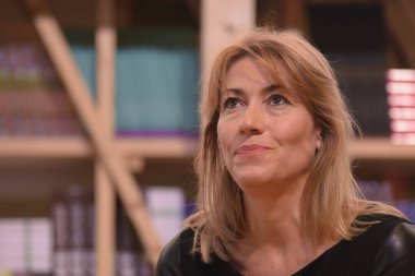 Frankfurt, Almanya. 13 Ekim, 2017. Arif Aubry (* 1971), Fransız yazar ve filozof, Avrupa laboratuarındaki santralı, Konuk, onur 2017, Frankfurt Bookfair adlı / Buchmesse Frankfurt 2017