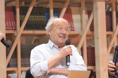 Frankfurt, Almanya. 15 Ekim, 2017. Jean-Claude Mezieres (* 1938), Fransız çizgi roman sanatçısı - Valerian ve Veronique / Valerian ve Laureline çizgi roman - Frankfurt Bookfair / Buchmesse Frankfurt 2017