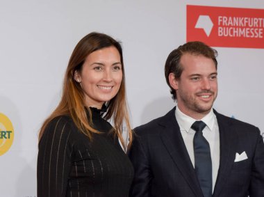 Frankfurt, Almanya. 10 Ekim, 2017.Princess Claire ve Prens Felix Lüksemburg, Frankfurt Bookfair için kırmızı halı üzerinde gelen / Buchmesse Frankfurt Frankfurt/Main oteli Salı, 10 Ekim 2017 Açılış töreni 2017