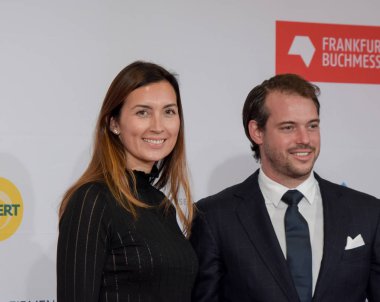 Frankfurt, Almanya. 10 Ekim, 2017.Princess Claire ve Prens Felix Lüksemburg, Frankfurt Bookfair için kırmızı halı üzerinde gelen / Buchmesse Frankfurt Frankfurt/Main oteli Salı, 10 Ekim 2017 Açılış töreni 2017